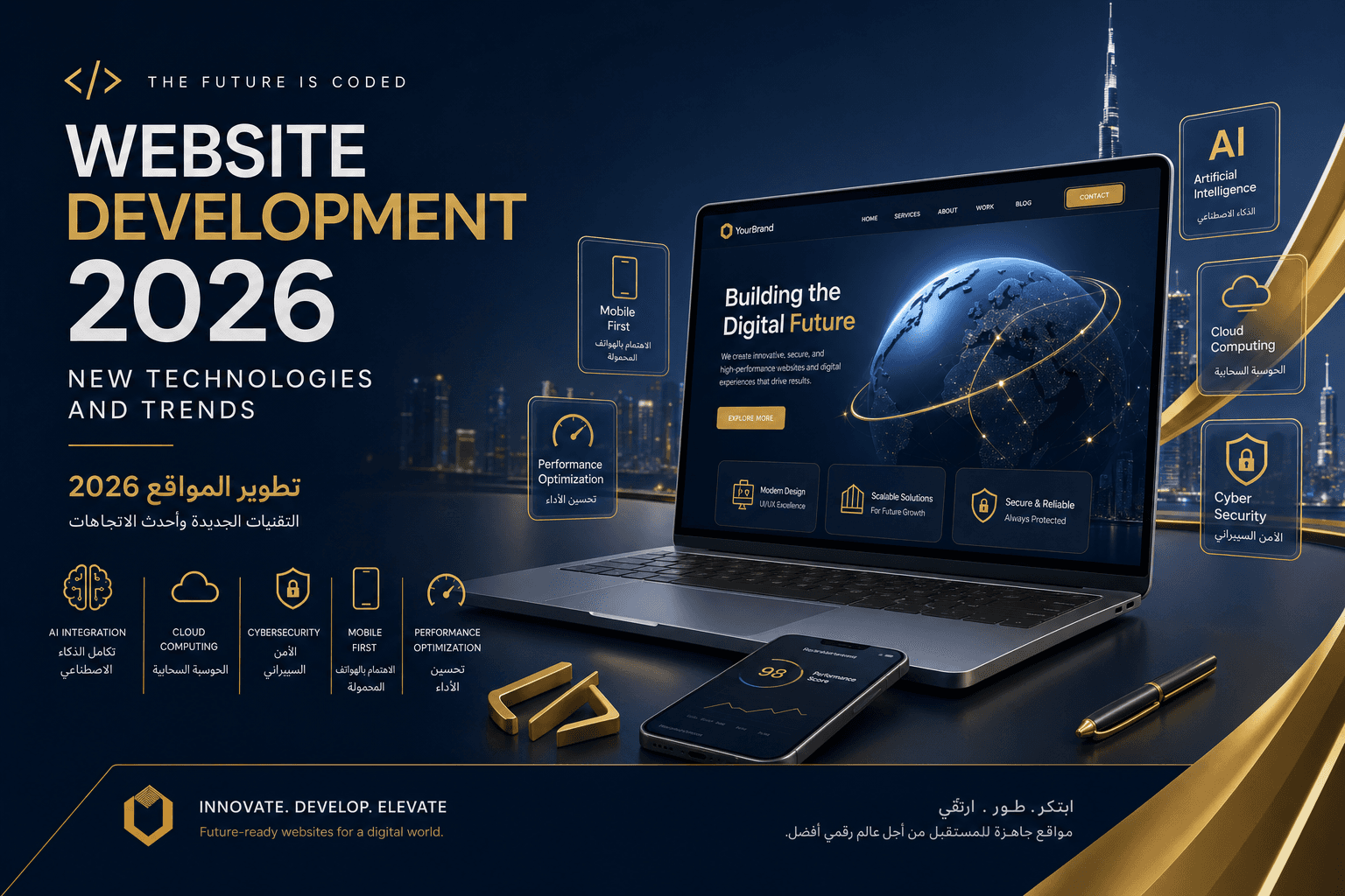 تطوير المواقع 2026: التقنيات والاتجاهات الجديدة